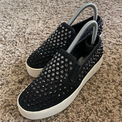 michael kors trent black silver|Michael Kors Trent Slip On Sneakers Black /Silver Petals Size 5.